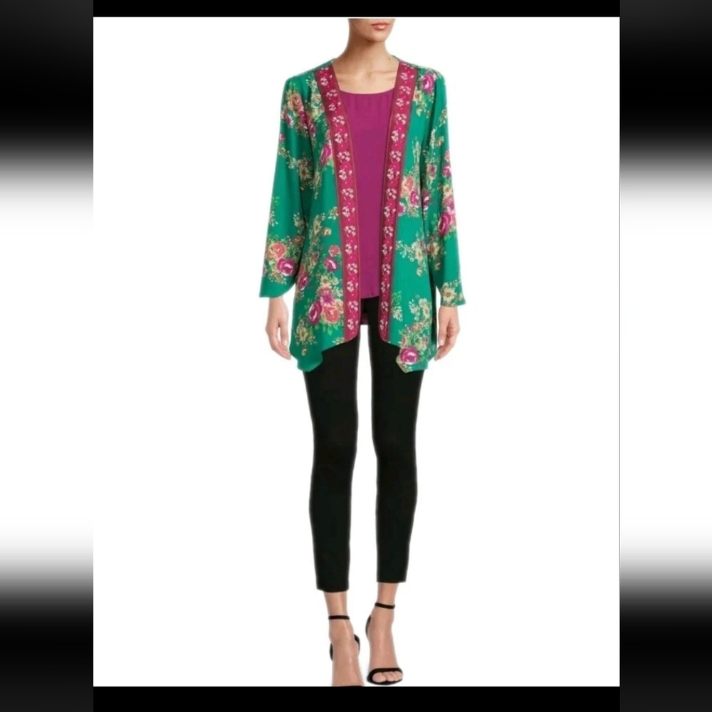 The Pioneer Woman Duster Red Rose Size XXL/XXXL Open Front Cottagecore Floral